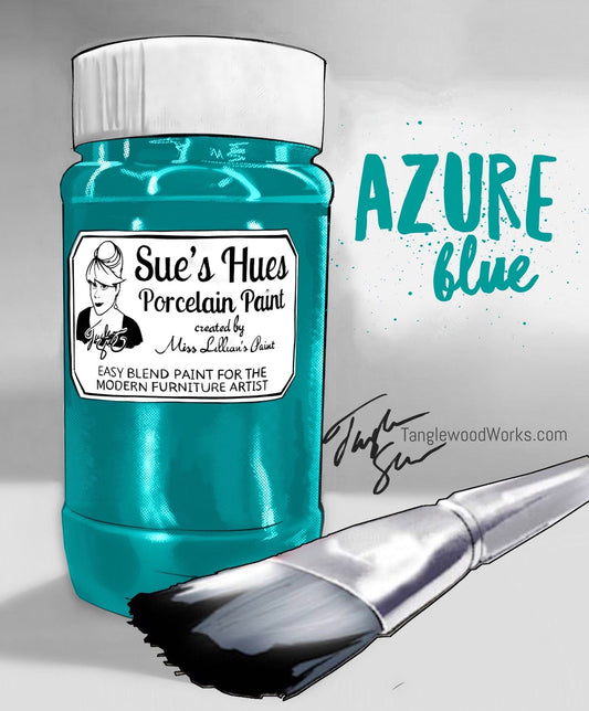 Tanglewood Works Craft Paint, Ink & Glaze 8 Oz Sample Sue's Hues Porcelain Paint: AZURE Blue