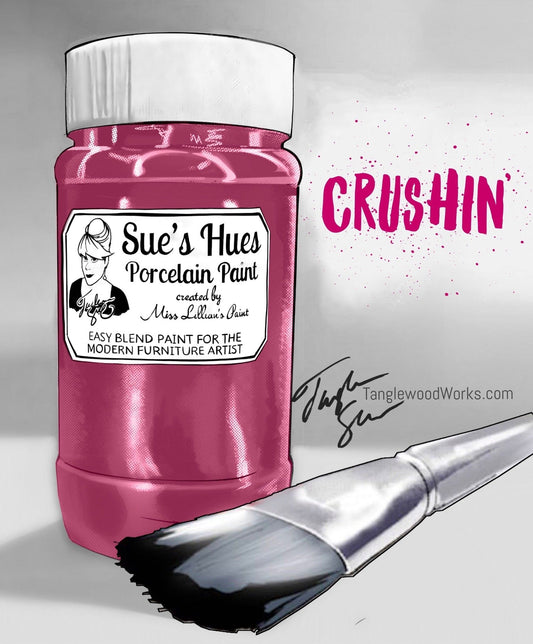 Tanglewood Works Craft Paint, Ink & Glaze 8 Oz Sample Sue's Hues Porcelain Paint: CRUSHIN