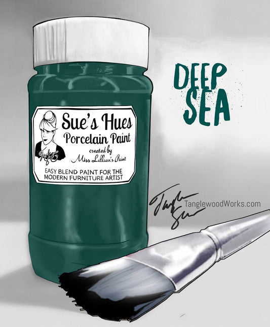Tanglewood Works Craft Paint, Ink & Glaze 8 Oz Sample Sue's Hues Porcelain Paint: Deep Sea