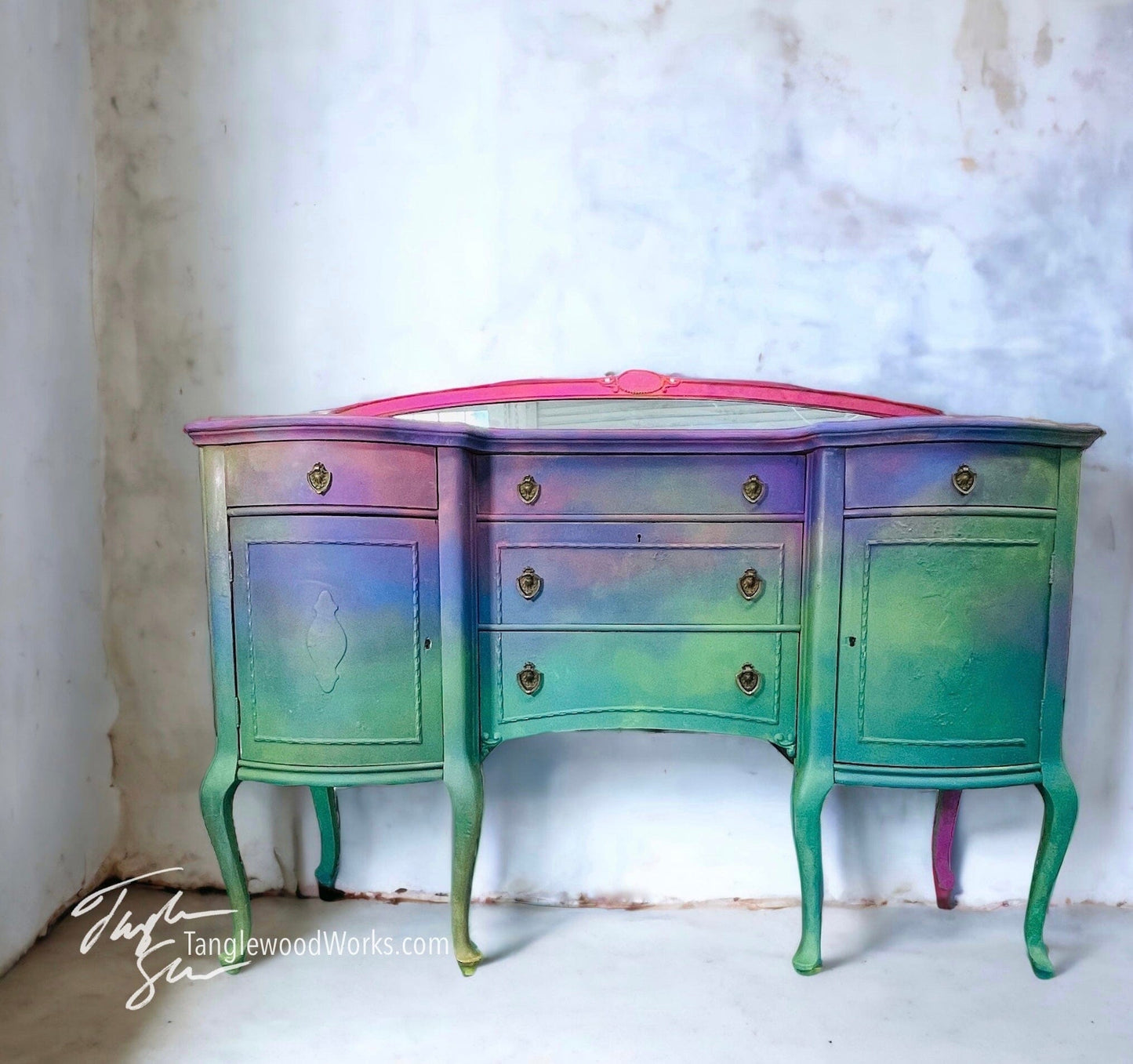 Tanglewood Works Furniture Wildflower Meadow Hand Painted Buffet