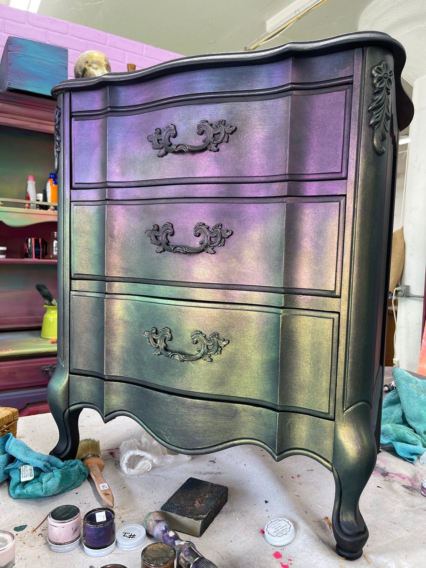 Tanglewood Works Hand Painted Furniture Moody Maximalist Colorshift Dresser