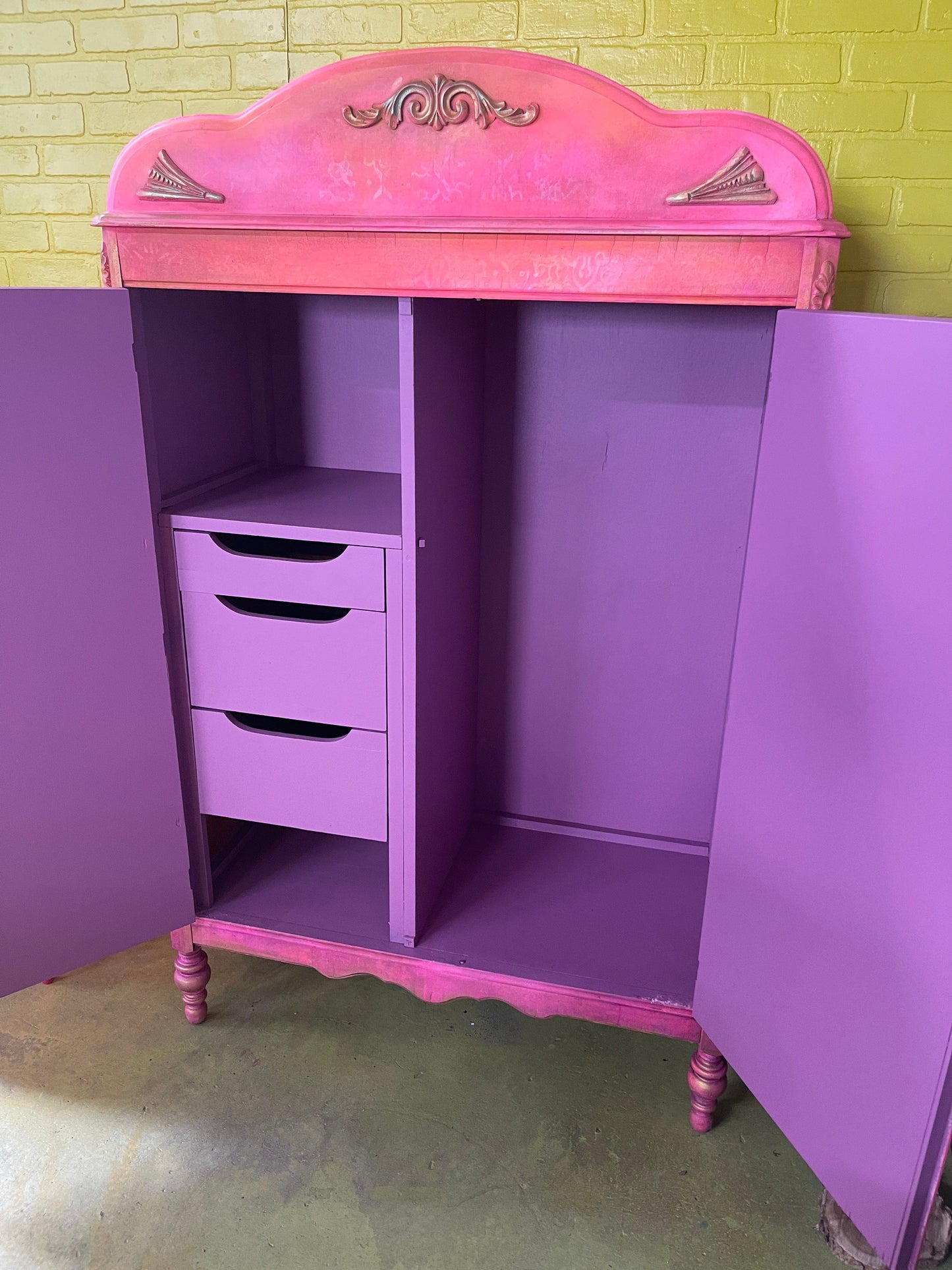 Tanglewood Works Neon Boho Hot Pink Armoire (FREE SHIPPING)