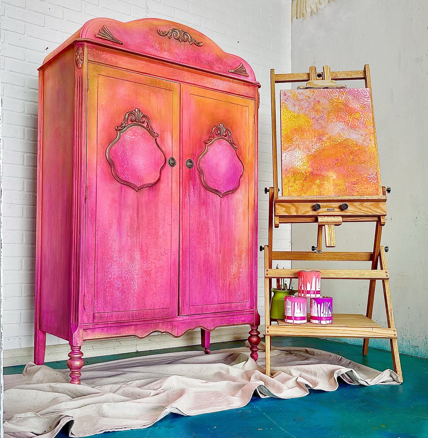 Tanglewood Works Neon Boho Hot Pink Armoire