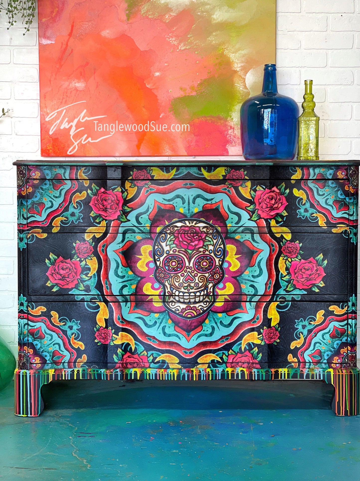 Tanglewood Works Sugar Skull Neon Dresser