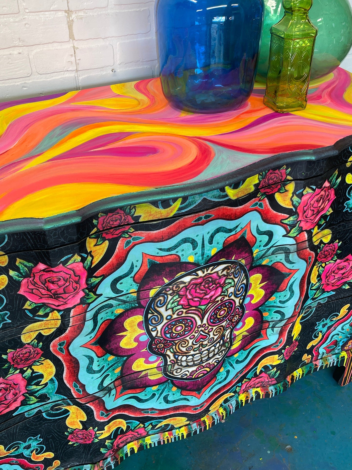 Tanglewood Works Sugar Skull Neon Dresser