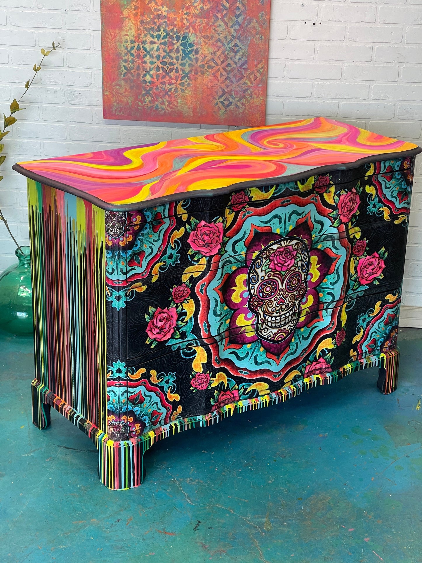 Tanglewood Works Sugar Skull Neon Dresser