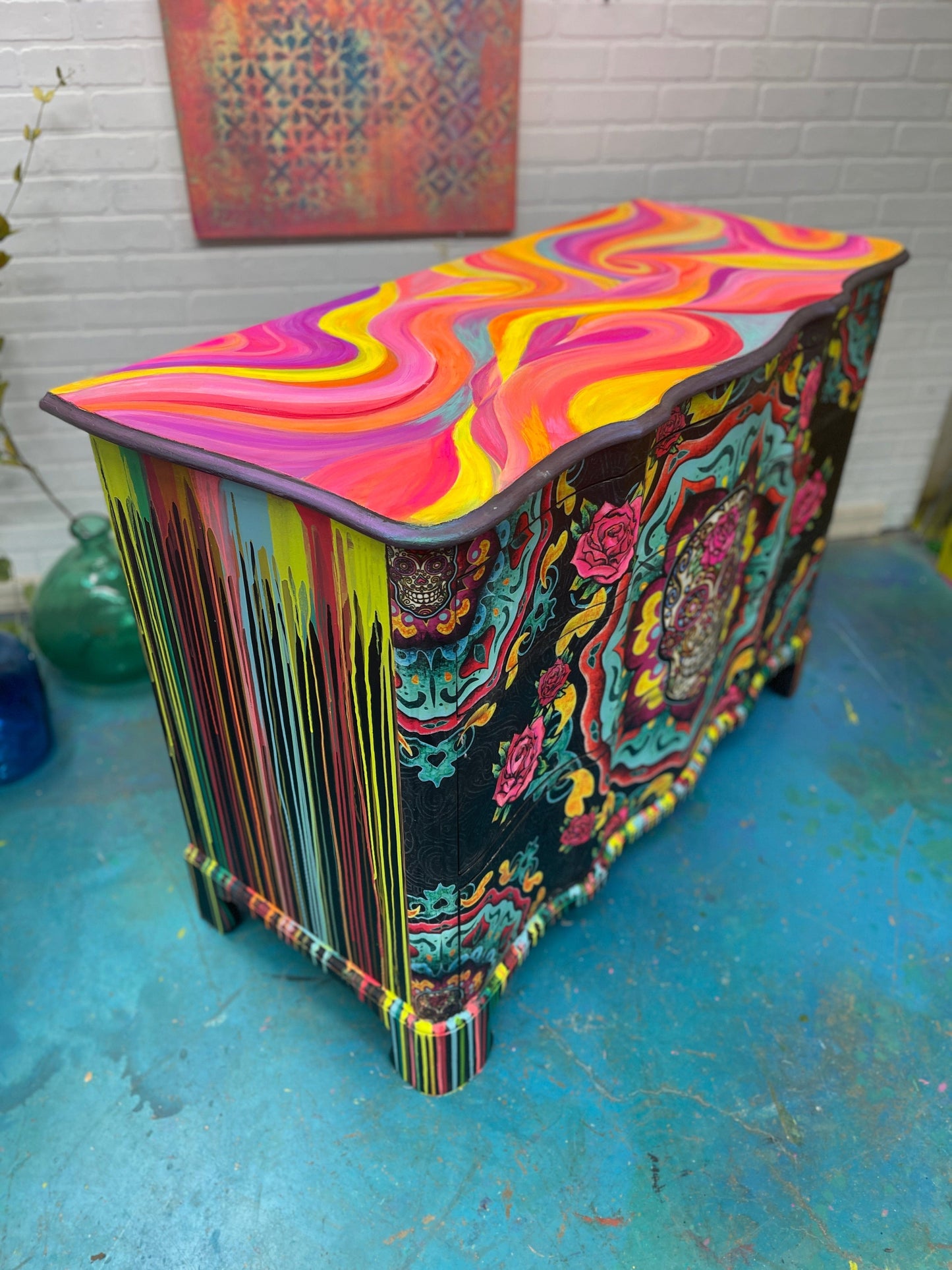 Tanglewood Works Sugar Skull Neon Dresser