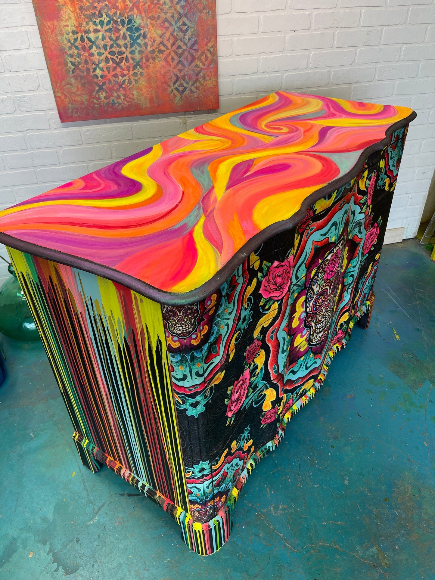 Tanglewood Works Sugar Skull Neon Dresser