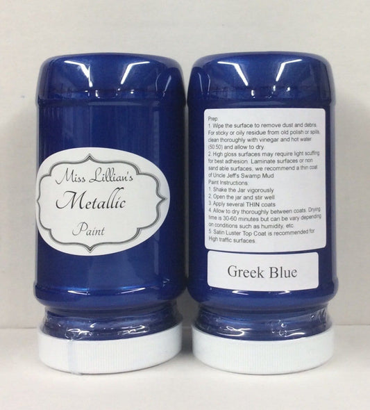 Miss Lillians Chock Paint Metallic Paints 8 Oz Sample Miss Lillian's Metallic Paint - Greek Blue