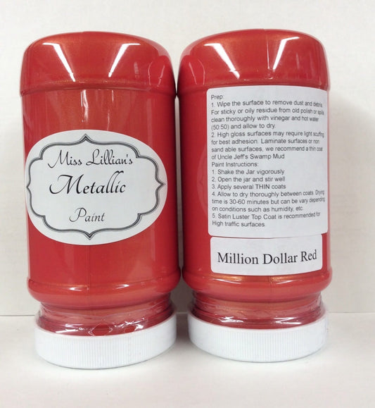 Miss Lillians Chock Paint Metallic Paints 8 Oz Sample Miss Lillian's Metallic Paint - Million Dollar Red