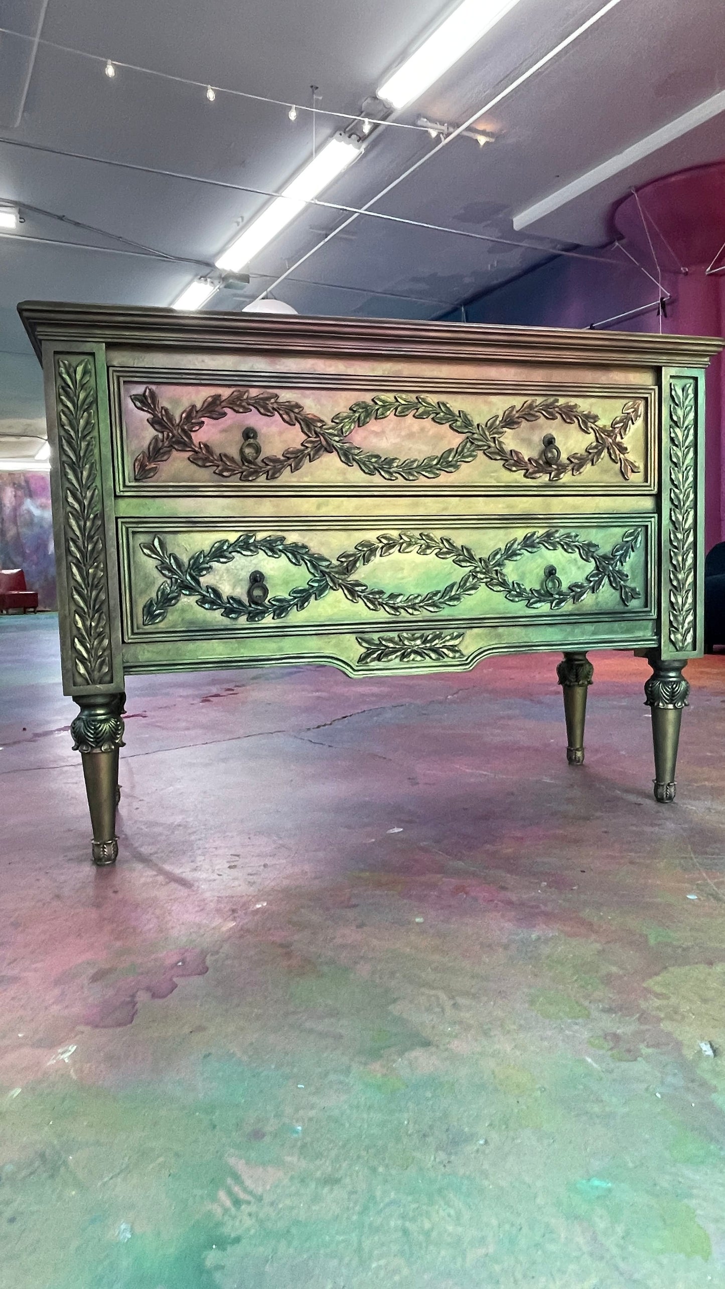 Tanglewood Works A Walk in the Woods Hand Painted Color Shifting Dresser by Tanglewood Sue A Walk in the Woods Hand Painted Color Shifting Dresser by Tanglewood Sue