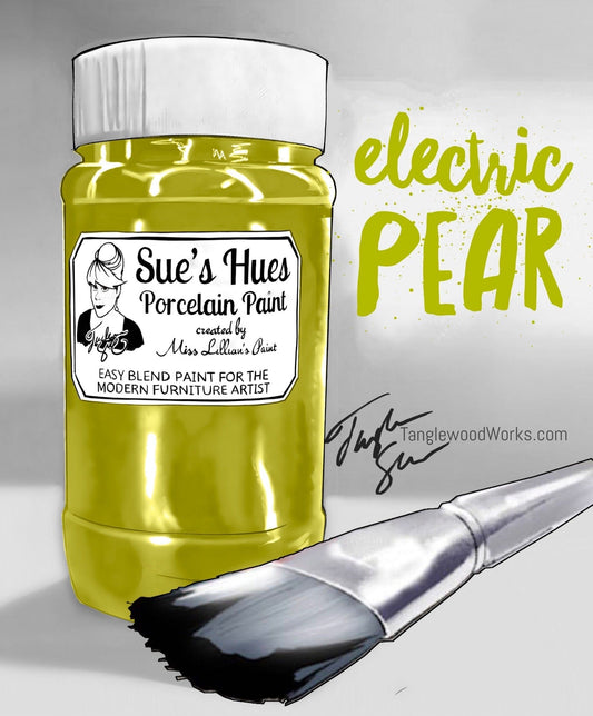 Tanglewood Works Craft Paint, Ink & Glaze 8 Oz Sample Sue's Hues Porcelain Paint: Electric Pear