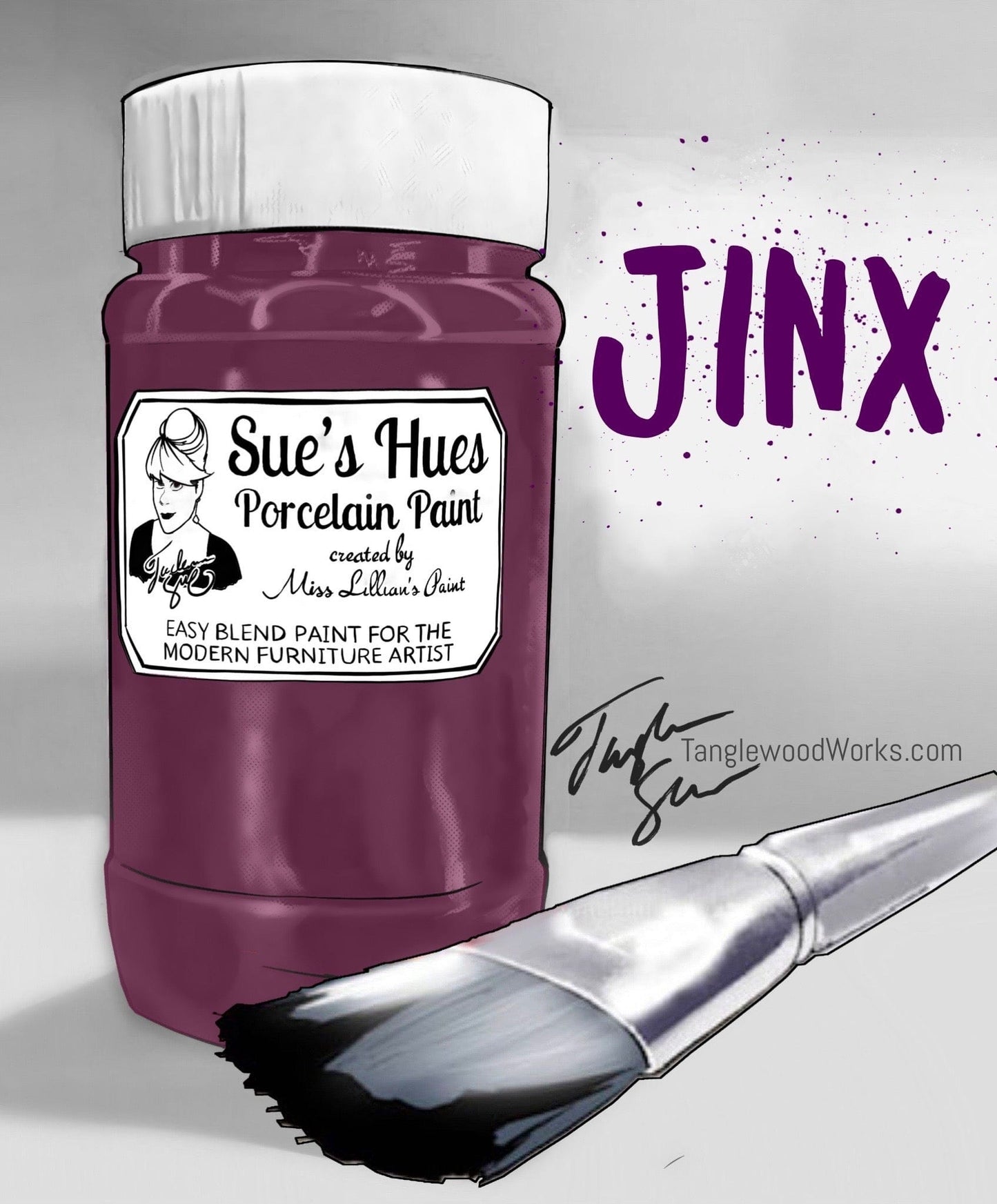 Tanglewood Works Craft Paint, Ink & Glaze 8 Oz Sample Sue's Hues Porcelain Paint: JINX