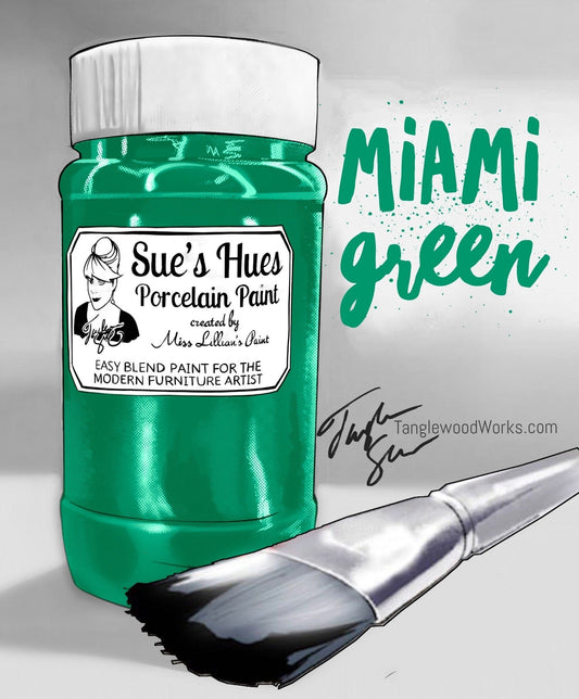 Tanglewood Works Craft Paint, Ink & Glaze 8 Oz Sample Sue's Hues Porcelain Paint: MIAMI Green
