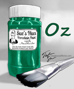 Tanglewood Works Craft Paint, Ink & Glaze 8 oz Sample Sue's Hues Porcelain Paint: Oz (Emerald, Green)