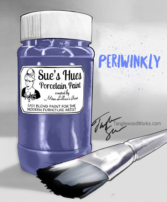 Tanglewood Works Craft Paint, Ink & Glaze 8 Oz Sample Sue's Hues Porcelain Paint: PERIWINKLY