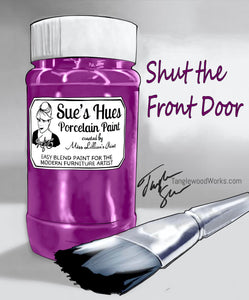Tanglewood Works Craft Paint, Ink & Glaze 8 oz Sample Sue's Hues Porcelain Paint: Shut the Front Door (Pink, Purple, Fuschia)
