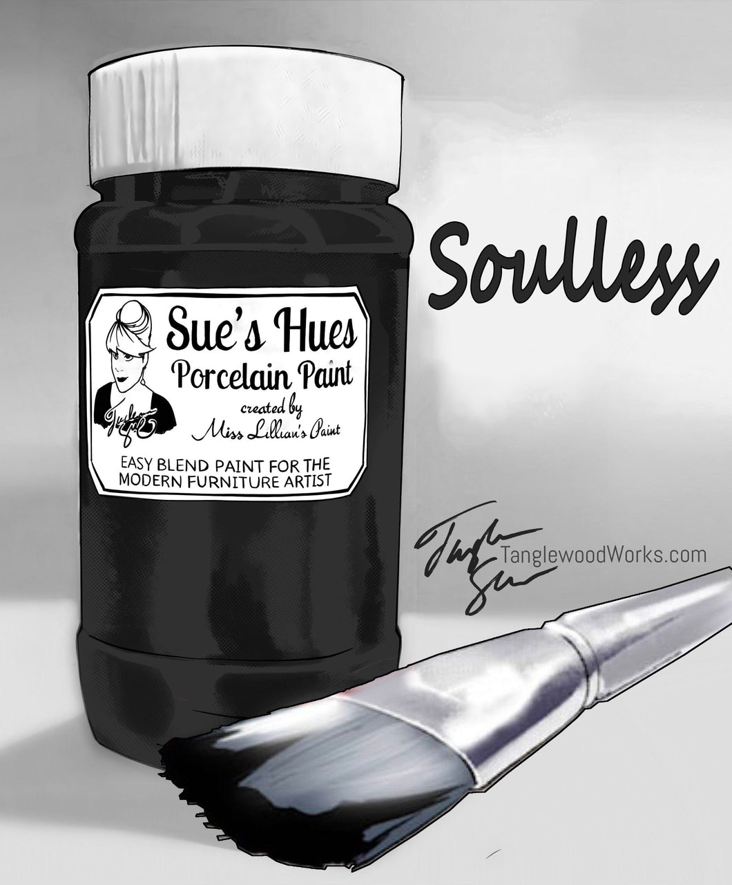Sue's Hues Porcelain Paint: Soulless (black, grey)