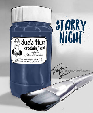 Tanglewood Works Craft Paint, Ink & Glaze 8 Oz Sample Sue's Hues Porcelain Paint: Starry Night
