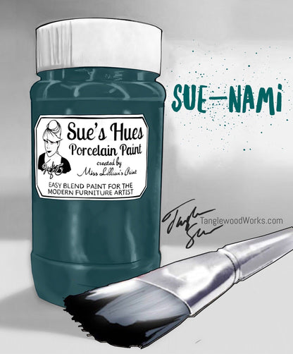 Tanglewood Works Craft Paint, Ink & Glaze 8 Oz Sample Sue's Hues Porcelain Paint: Sue-Nami