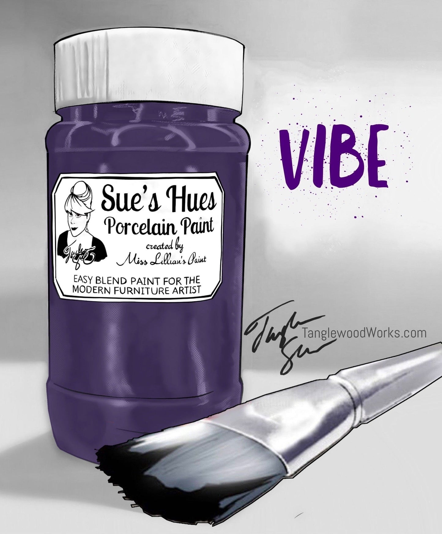 Tanglewood Works Craft Paint, Ink & Glaze 8 Oz Sample Sue's Hues Porcelain Paint: VIBE