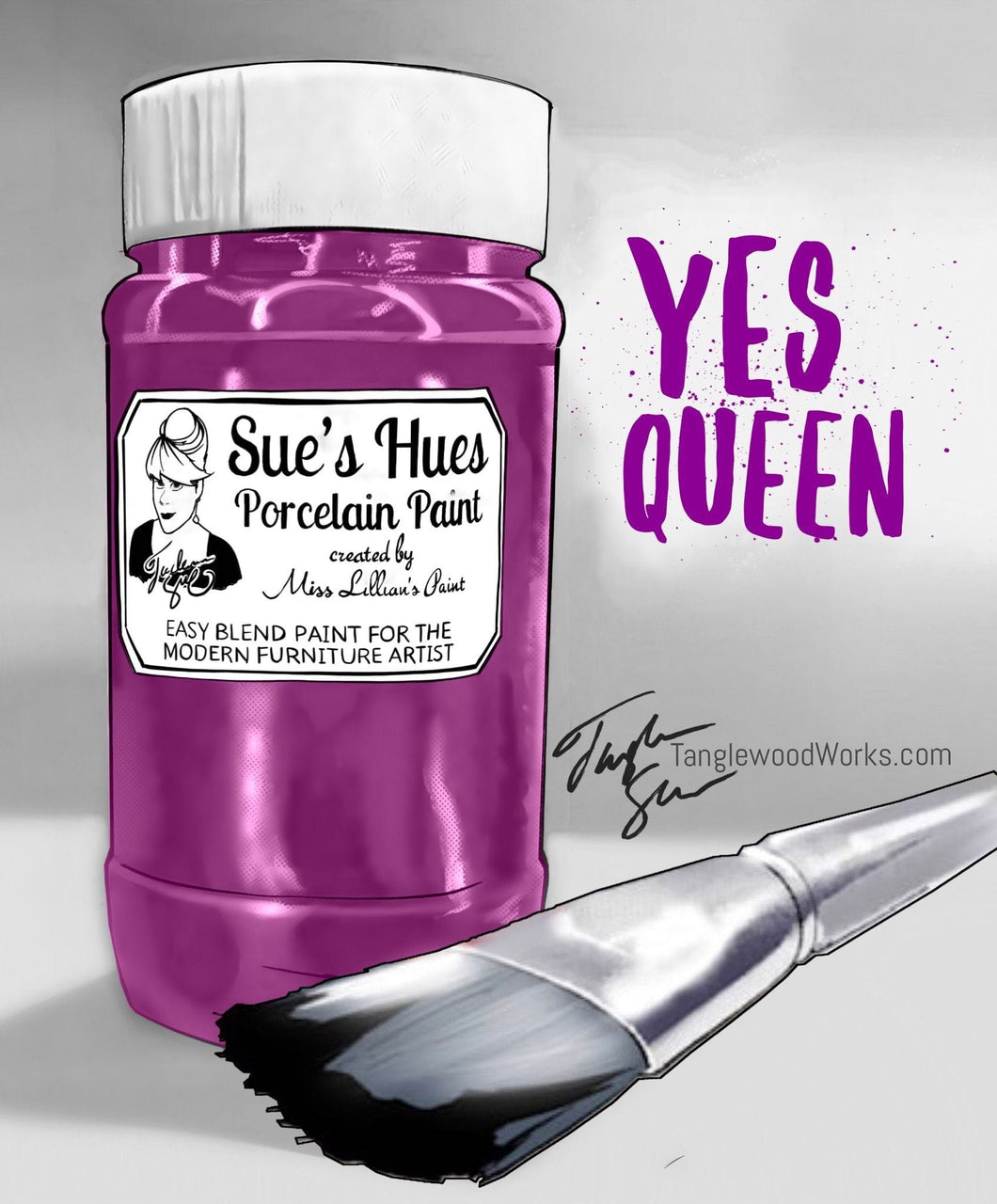 Tanglewood Works Craft Paint, Ink & Glaze 8 Oz Sample Sue's Hues Porcelain Paint: Yes Queen