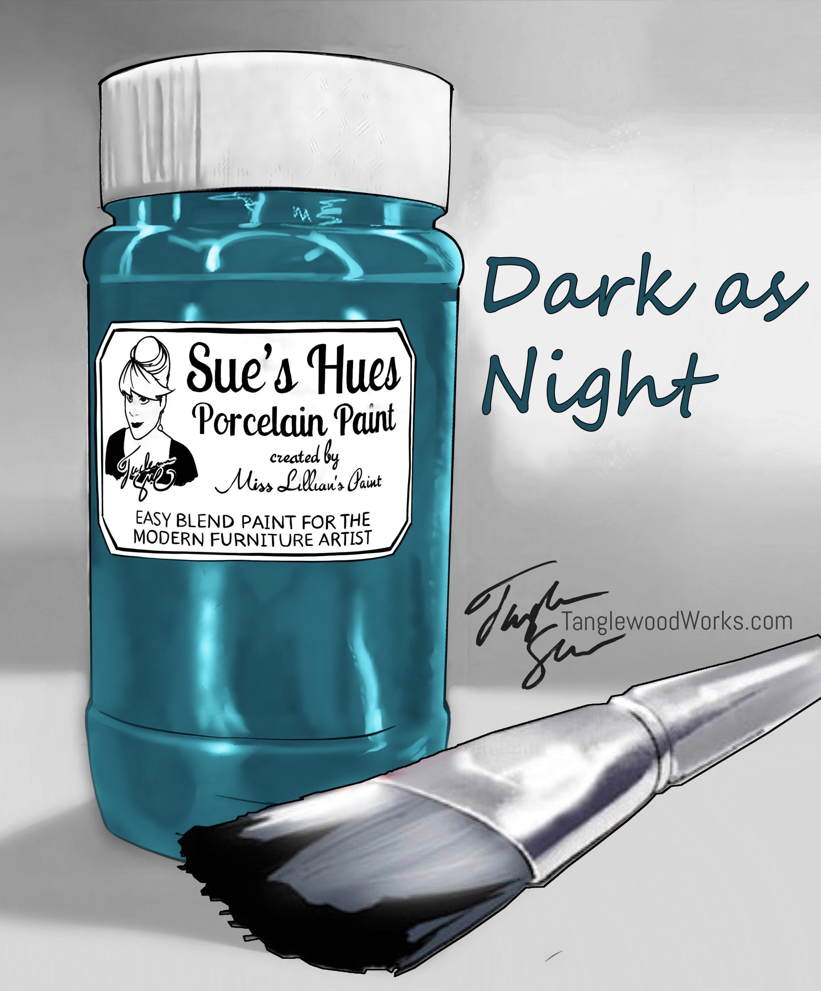 Sue's Hues Porcelain Paint: Dark as Night (Blue, Green, Teal, Aqua)