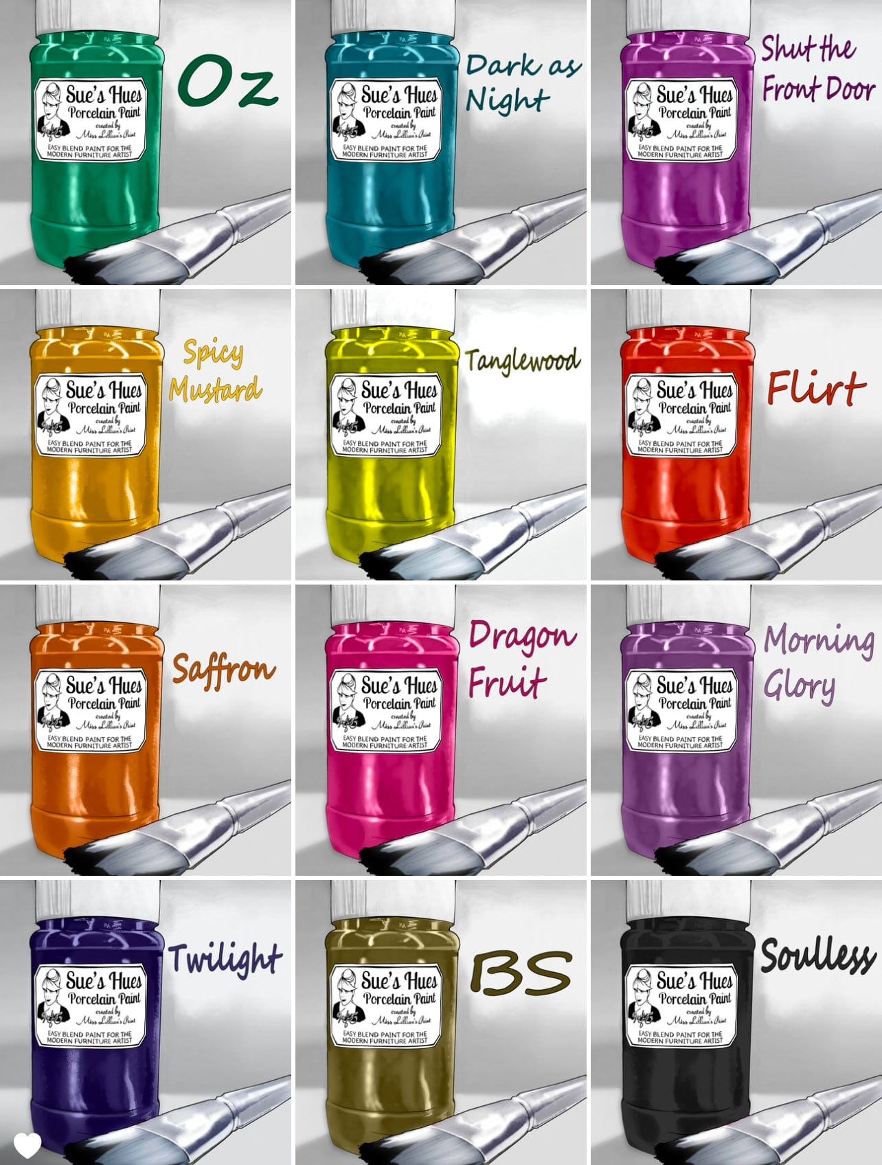 Tanglewood Works Craft Paint, Ink & Glaze Sue's Hues Porcelain Paint: Soulless (black, grey)