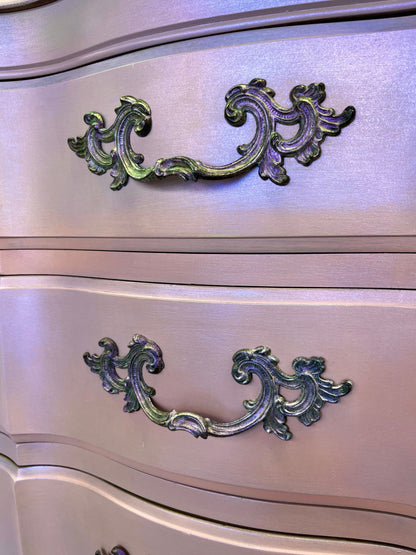 Iridescent Color Shifting Pink French Provincial Dresser Hand-Painte Tanglewood Works Iridescent Color Shifting Pink French Provincial Dresser Hand-Painte Tanglewood Works