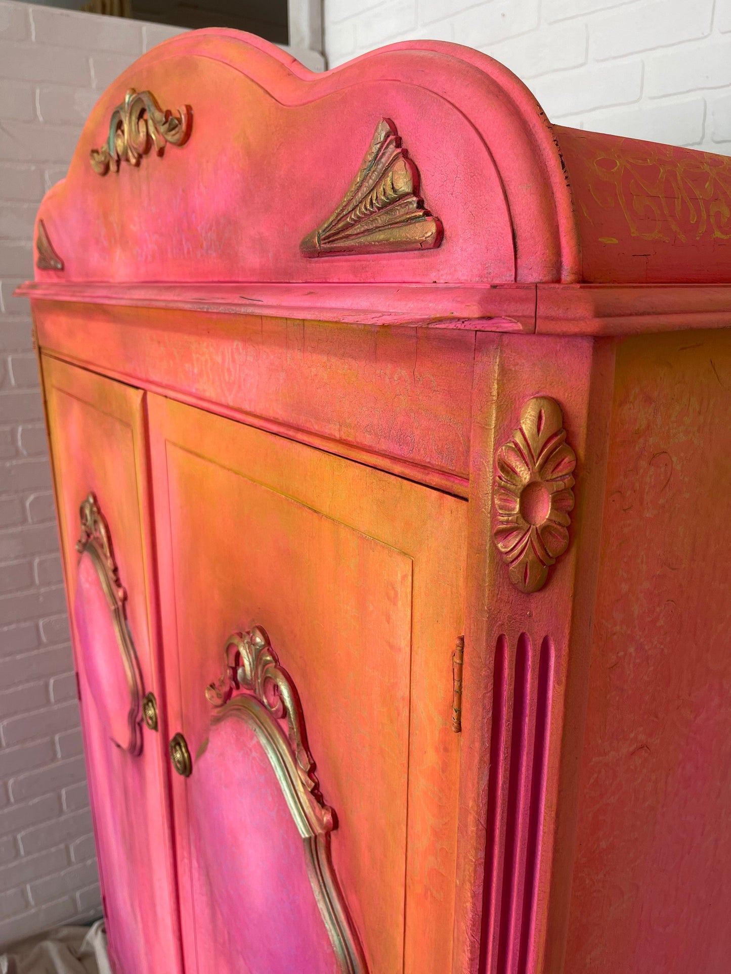 Tanglewood Works Neon Boho Hot Pink Armoire (FREE SHIPPING)