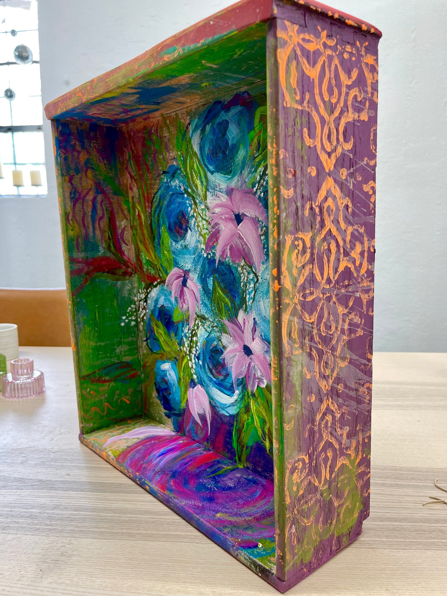 Tanglewood Works Upcycled Hand-painted Flower Drawer Shelf (1/3)