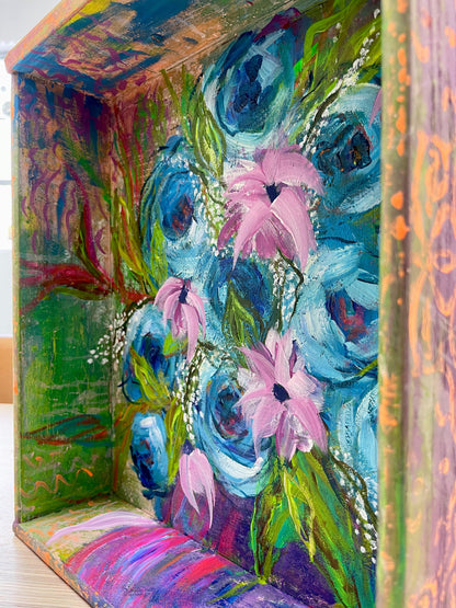 Tanglewood Works Upcycled Hand-painted Flower Drawer Shelf (1/3)